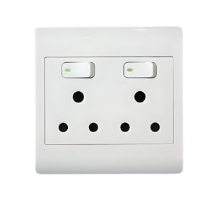 Double wall switched socket 2x 16A